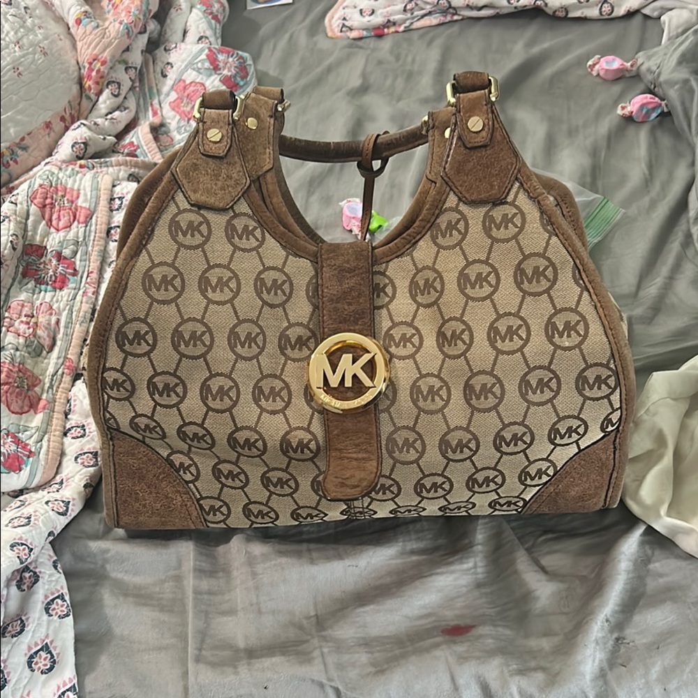 Michael Kors Brown Logo Tote Bag WITH MICHAEL KORS WALLET